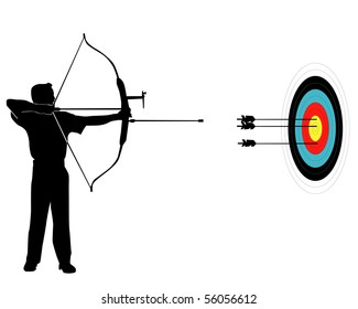 Sports marksman from onions on a target on a white background