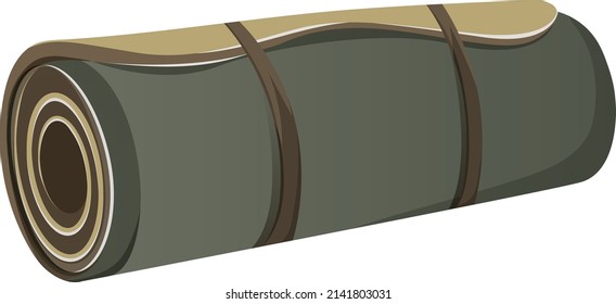 Sports mat, hiking mattress, twisted, vector illustration. Healthy lifestyle and hike concept, keep fit, isolated transparent background