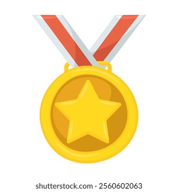 Sports Medal Emoji Icon Illustration. Award Vector Symbol Emoticon Design Doodle Vector.