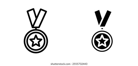 Sports medal icon symbol collection on white background.