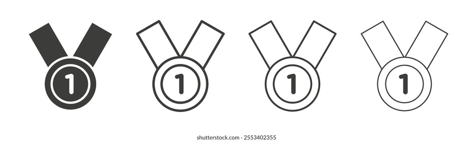 Sports medal icons collection. vector set in black color