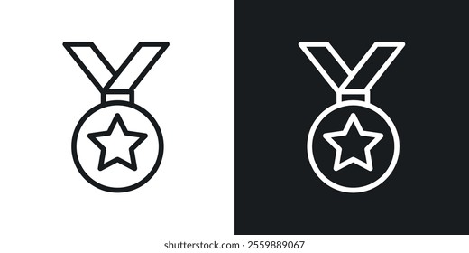 Sports medal icons. vector set in black colors