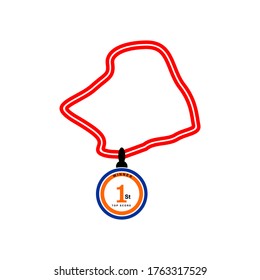 Sports medals with ribbon Champion winner vector design 