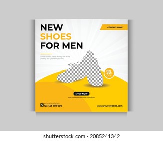 Sports   Men Shoes Instagram Post Template Banner. Sport Sneaker  Square  Banner Template
