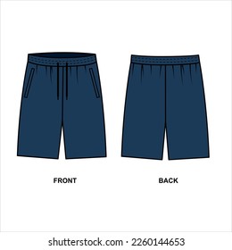 Sports men's shorts in blue, vector.
Shorts front and back view drawn on a white background. Set of Templates Shorts for an active lifestyle - football, running, swimming, tennis, boxing, etc.