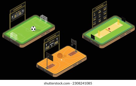 The sports in mobile illustration portrays a dynamic and engaging visual representation of sports activities on a mobile device.