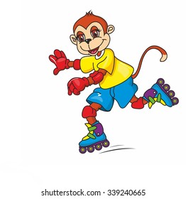 sports monkey, monkey on roller skates, roller skates, coloring, coloring for kids, childhood, paint, paint markers