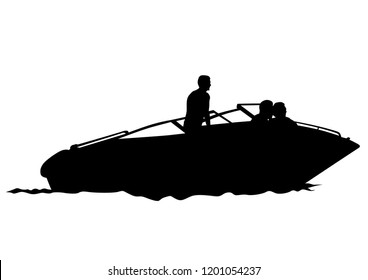 Sports motor boat on white background