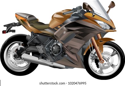 Sports motorcycle brown vector realistic illustration isolated on white background