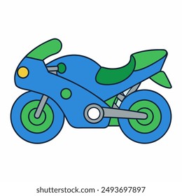 Sports Motorcycle Color Vector Illustration.