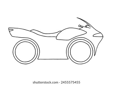 Sports motorcycle. Hand Drawn. Freehand drawing. Doodle. Sketch. Outline. Coloring page.	