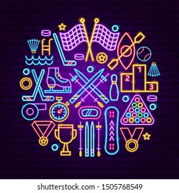 Sports Neon Concept. Vector Illustration of Activity Promotion.