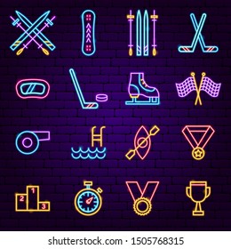 Sports Neon Icons. Vector Illustration of Activity Promotion.