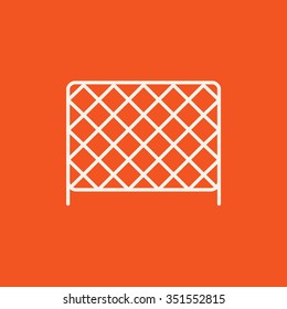 Sports nets line icon for web, mobile and infographics. Vector white icon isolated on red background.