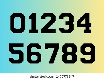 Sports Number Font EPS Vector – Create Professional Sports Apparel and Merchandise with High-Resolution, Editable Numbers. Perfect for Teams, Schools, and Sports Events (Not an Installable Font File)