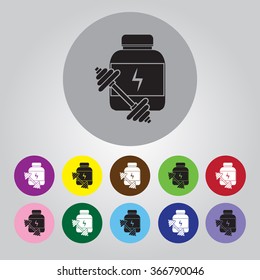 Sports nutrition and Dumbbell . sport icon