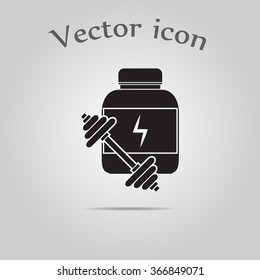 Sports nutrition and Dumbbell . sport icon