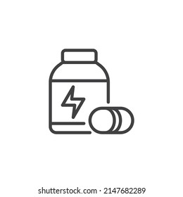 Sports nutrition line icon. linear style sign for mobile concept and web design. Protein powder supplement outline vector icon. Symbol, logo illustration. Vector graphics