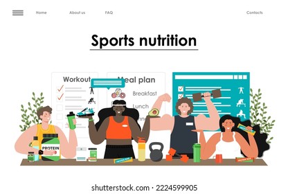 Sports nutrition vector food and fitness training