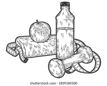 Sports object for girls. Engraving vector illustration. Sketch scratch board imitation