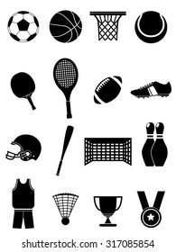 Sports objects icons set