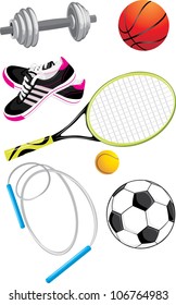 Sports objects isolated on the white. Vector
