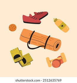 sports objects set composition isolated