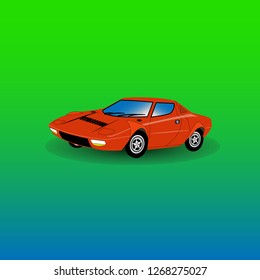 Sports orange car in the background