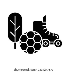 Sports and outdoors glyph icon. Hobbies and games. Sport activities. E commerce department, online shopping categories. Active leisure. Silhouette symbol. Negative space. Vector isolated illustration
