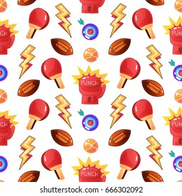 Sports patch elements seamless pattern