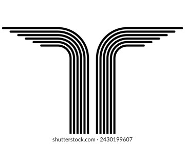 
Sports pattern of black parallel lines on a white background in retro style. Abstract black and white background