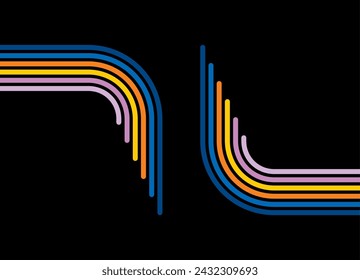 Sports pattern from colored lines in retro style. Abstract vector background. Competition, speed