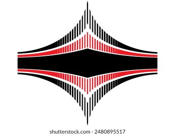 Sports pattern of curved black and red lines on a white background with space for text. For sports car, motorcycle, boat, toy and sportswear applications. Vector background