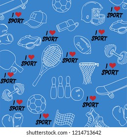sports pattern on a blue background