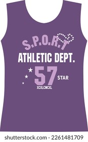 Sports patterns placed on the t-shirt consisting of colored texts suitable for textiles