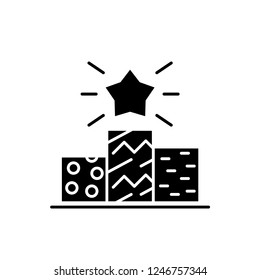 Sports pedestal black icon, vector sign on isolated background. Sports pedestal concept symbol, illustration 