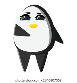Sports penguin does yoga and fitness.