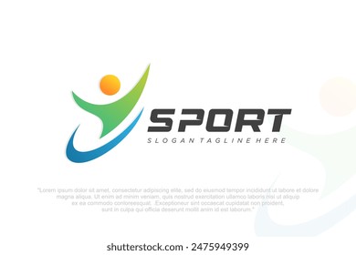 sports people abstract logo design. sports people logotype template. Vector illustration