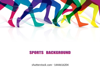 Sports people running. Marathon. Close Up colorful leg graphic. Illustration vector