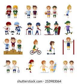 Sports People set, vector eps10 illustration.