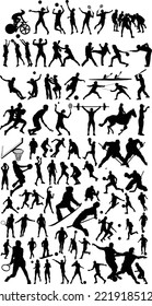 Sports People Silhouette Collection 2 (Editable file) - Vector Illustration