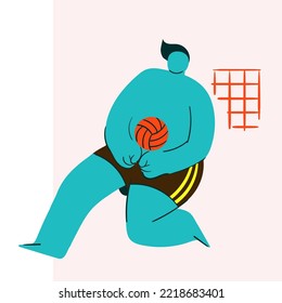 Sports - person playing basketball, modern flat style vector