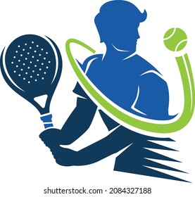 logotipo del jugador deportivo padel juego vector 