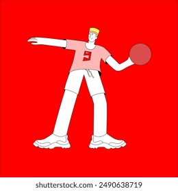 A sports player is preparing to throw the ball flat design style.