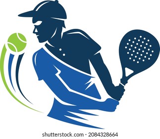 jugador deportivo juego de tenis padel deportes logo del vector icono