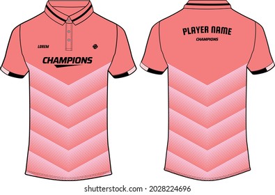 Sports polo collar t-shirt jersey design vector template, Cricket jersey concept with front and back view for Soccer, Football, Tennis and badminton uniform