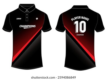 Sports polo collar t-shirt jersey design vector template, Cricket jersey concept with front and back view for Soccer, Football, Tennis and badminton uniform