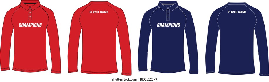 Sports polo t-shirt jersey design vector template, mock up sports kit with front and back view