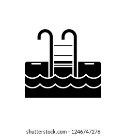 Sports pool black icon, vector sign on isolated background. Sports pool concept symbol, illustration 