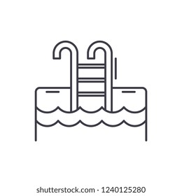 Sports pool line icon concept. Sports pool vector linear illustration, symbol, sign